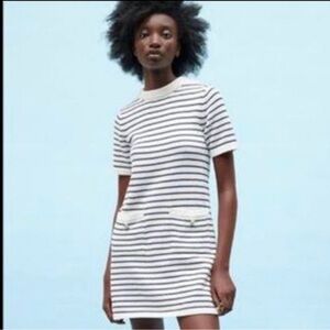 Zara Black and White Striped Mini Dress